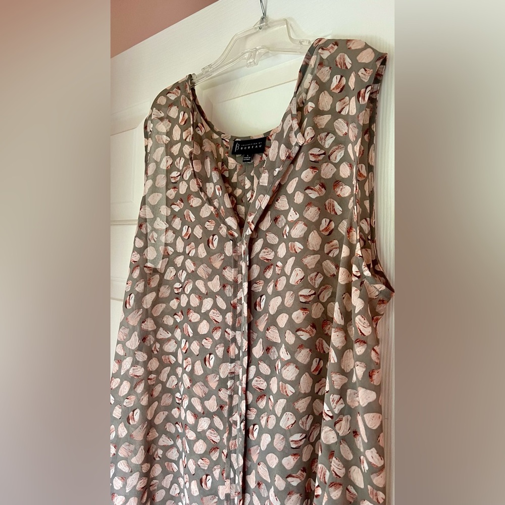 Pink & Gray Bobeau sleeveless flowy top
